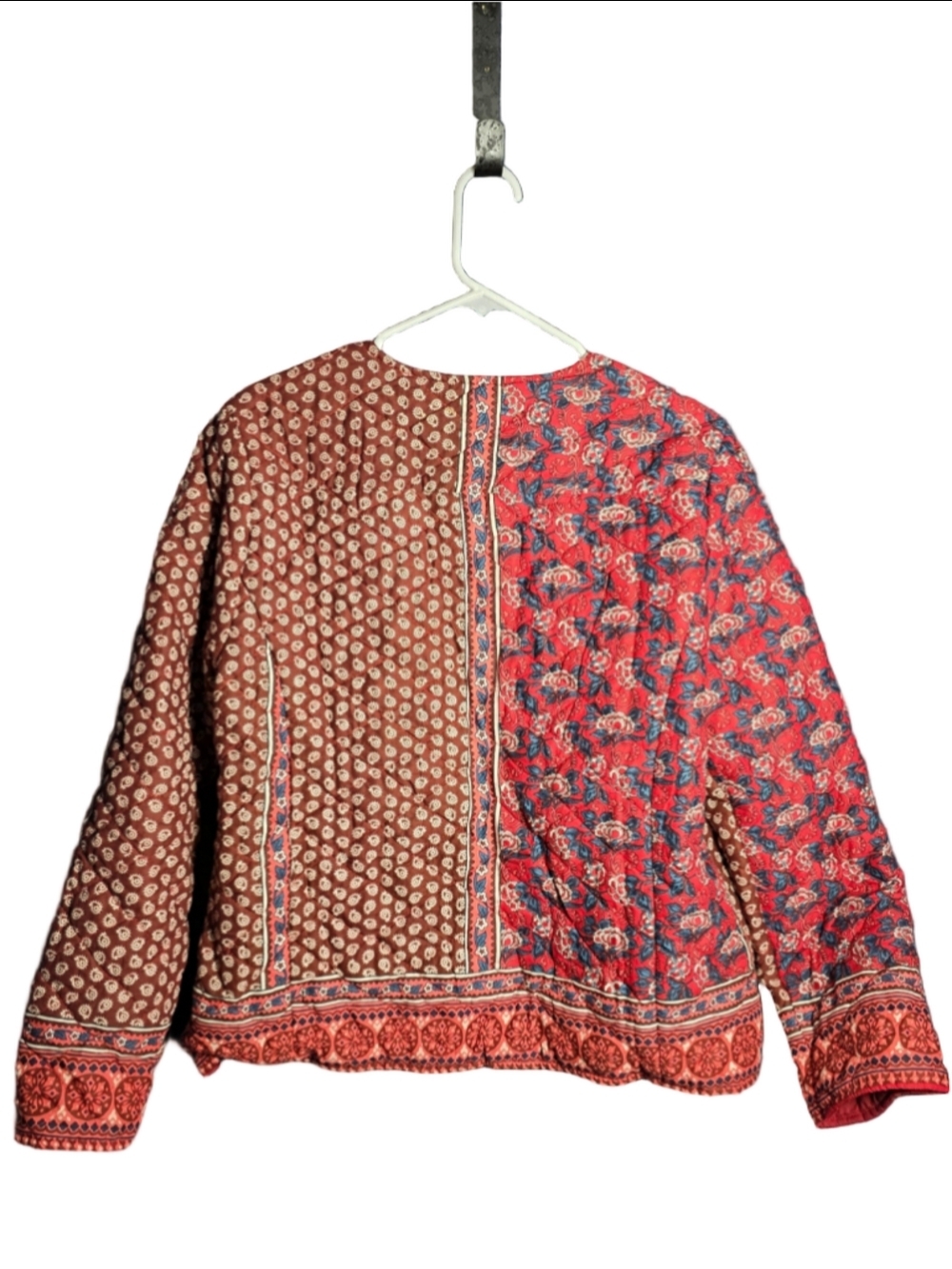 Women's Appleseed's Petite LP Quilted Jacket Red Floral Paisley grandmacore fall - Picture 8 of 8